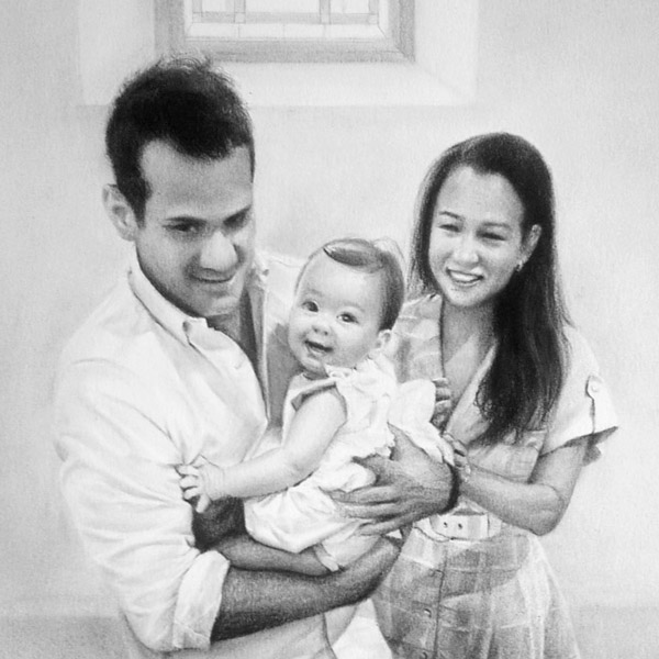 custom drawing of baptism for a baby