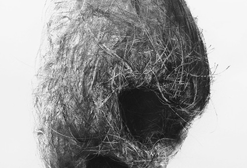 Bird Nest No.8- contemporary charcoal drawing of nature still life by Singapore artist Liu Ling