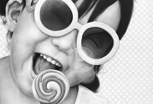 black and white charcoal drawing