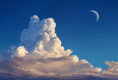 digital painting of clouds in the sky