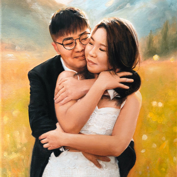 Commissioned wedding portrait painting