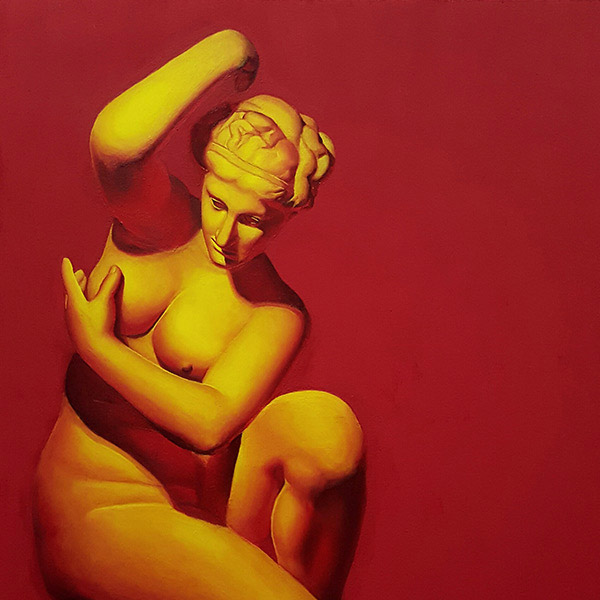 Bather - oil painting art study of a plaster cast female body by Singapore visual artist Liu Ling