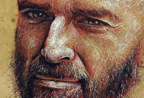 Shel Silverstein - creative pen drawing portrait illustration of famous people by Singapore scribble artist Liu Ling